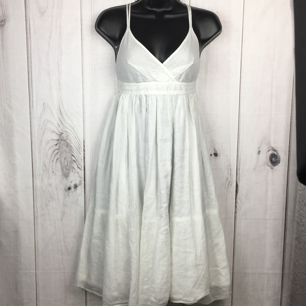 J. Crew White Deep V Dress with Adjustable Straps